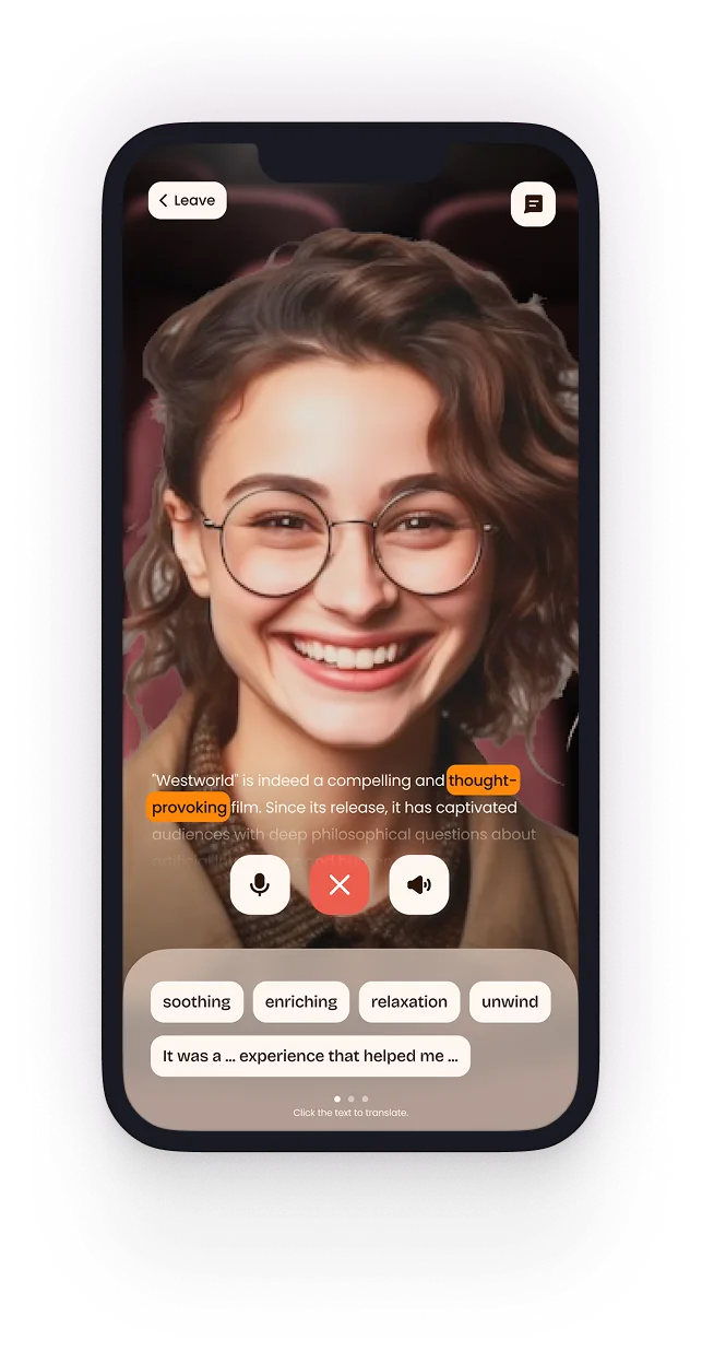 EchoLingua screen — 1-on-1 Chat