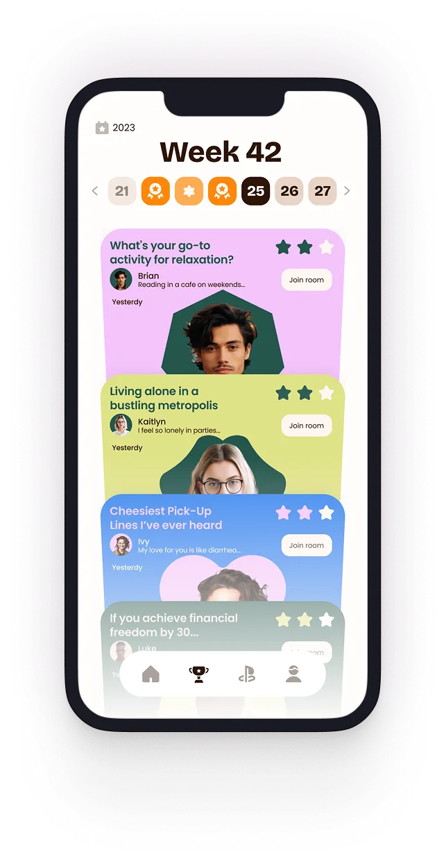EchoLingua screen — Chat History by Week